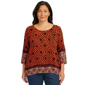 Carla Venturi Made in Italy Geometric Print Viscose Blouse Size XL